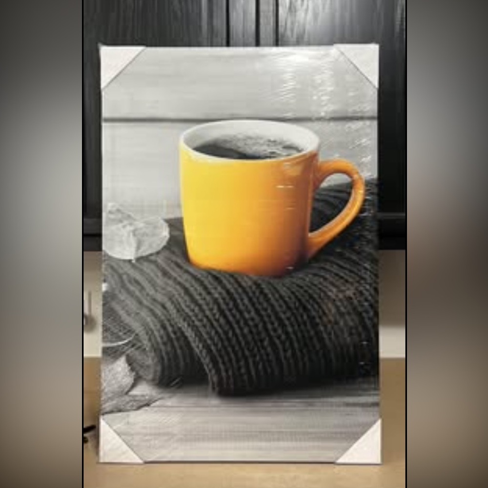 Home‎ Art Work Black and White Picture Yellow Mug Canvas Art Wall Decor New